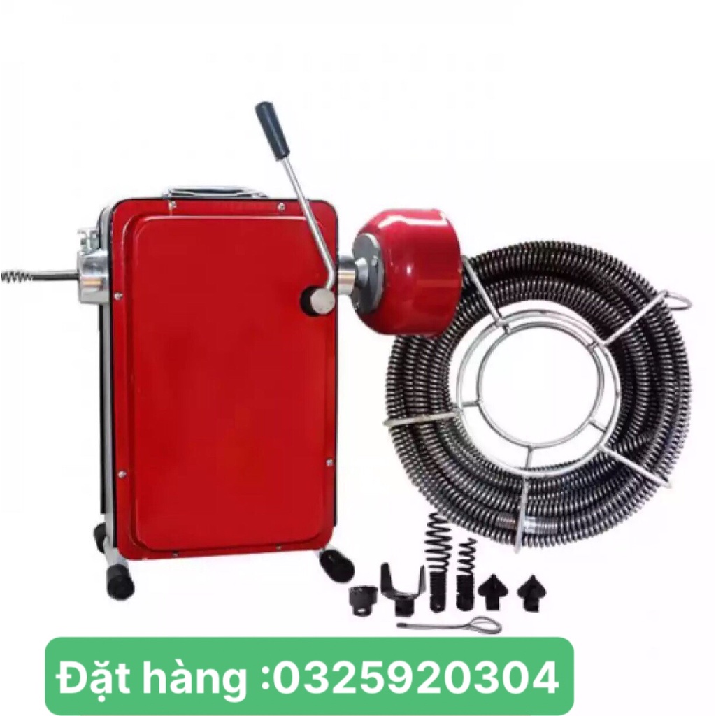 Máy thông tắc GQ100 cống suất 550w kèm 1 máy+ 1 con lu có sẵn cuộn dây phi 8+ 1 cuôn dây phi 16 và đầu thông