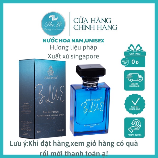 ]Nước Hoa  Blue nam  Singapore - Jolie Dion (Eau De Parfum "EDP" 50ml - quà tặng sinh nhật , noel