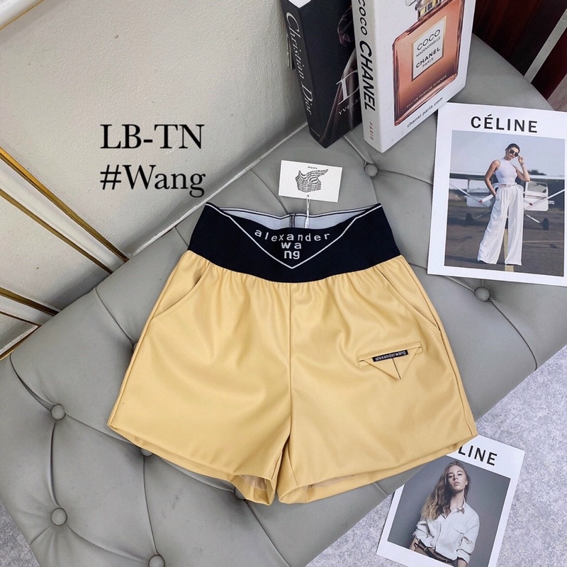 Quần short da cạp chun chữ họa tiết siêu hot TVWag
