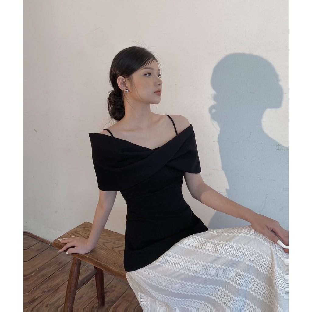 IRENE TOP ĐEN - ÁO NƠ by Cherine.vn