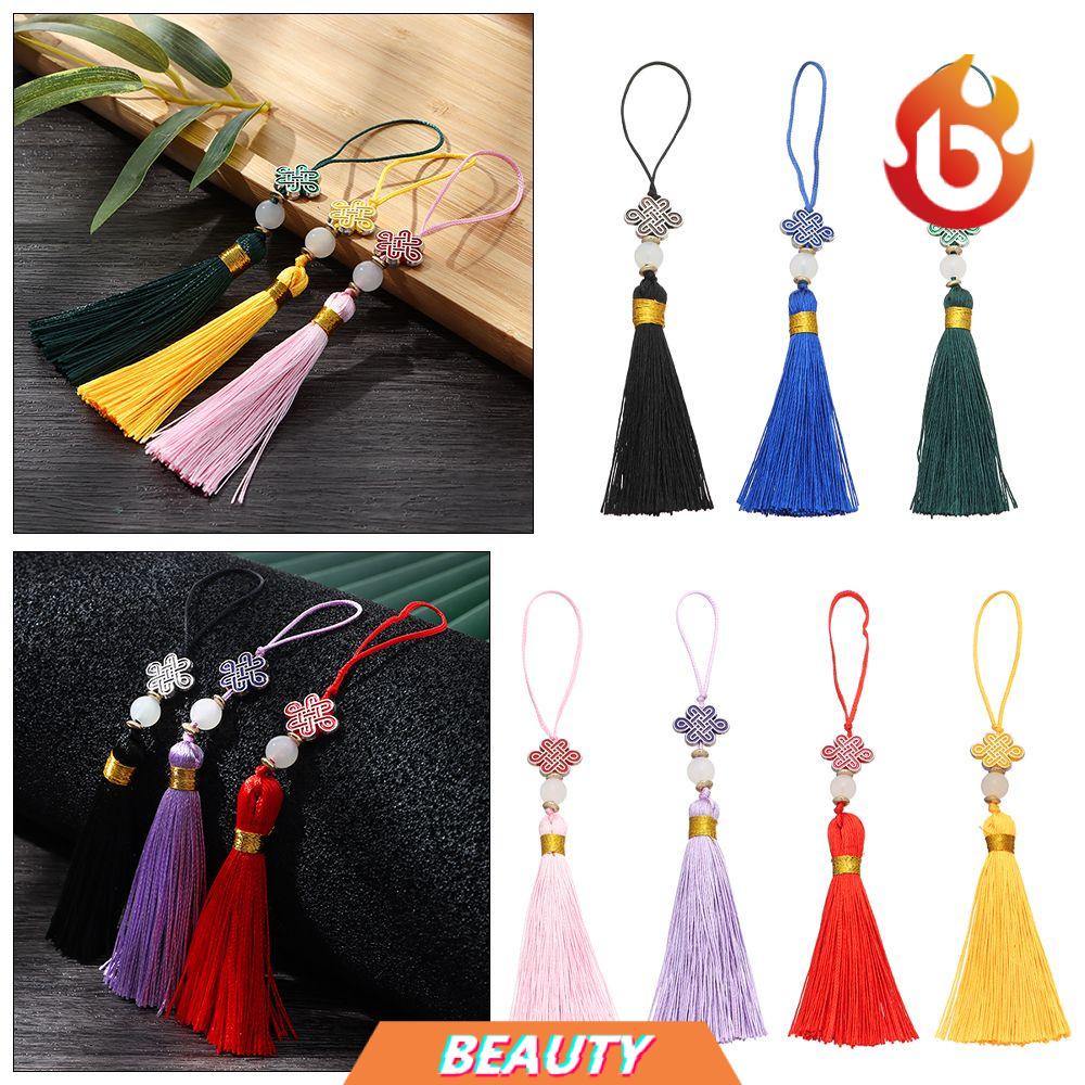 Dây Đeo Điện Thoại Phối Tua Rua Thắt Nút Phong Cách Trung Hoa Nhiều Màu 14Cm