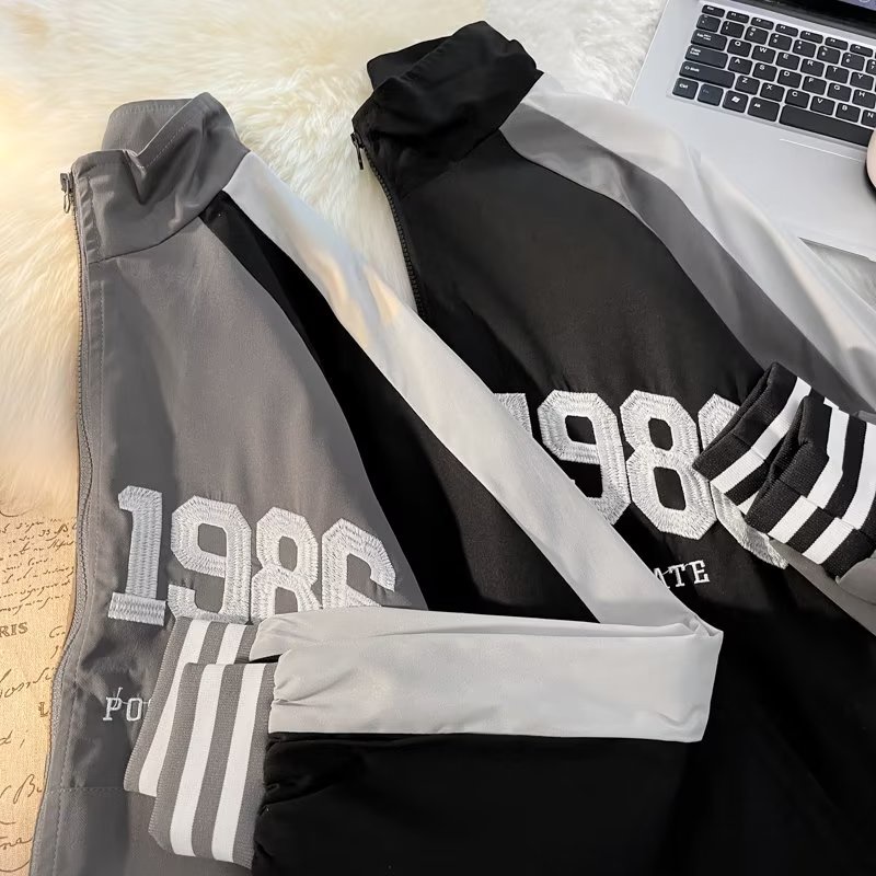 Áo Khoác Bóng Chày Có Khóa Kéo In Chữ Phong Cách Hàn Quốc Thời Trang Cho Nam Và Nữ