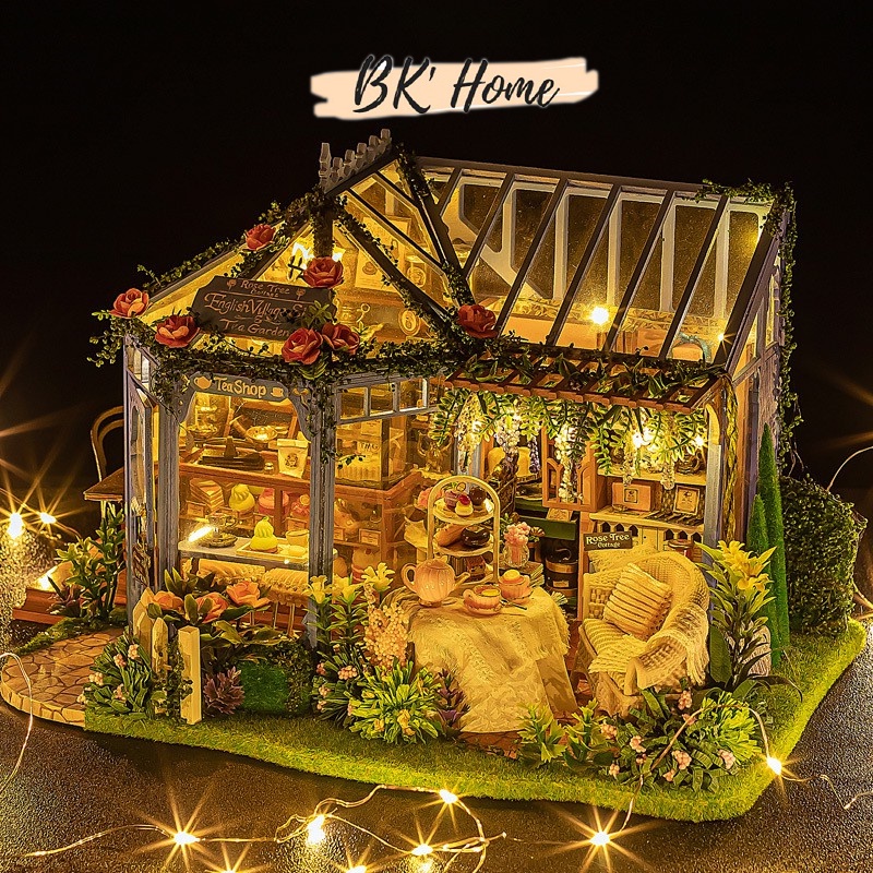 Mô hình nhà búp bê tự làm CUTEROOM diy Doll House Miniature Rose Garden Teahouse