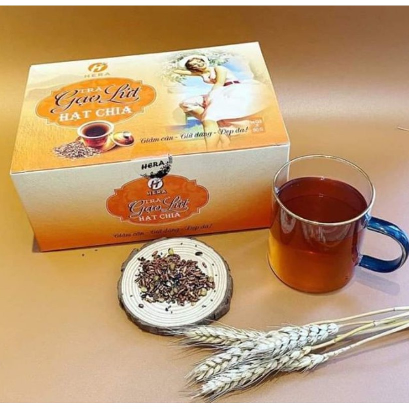 Combo trà hera gồm 1 trà hera plus và 1 trà gạo lứt hạt chia hera+phiếu bảo hành+ kèm thước dây