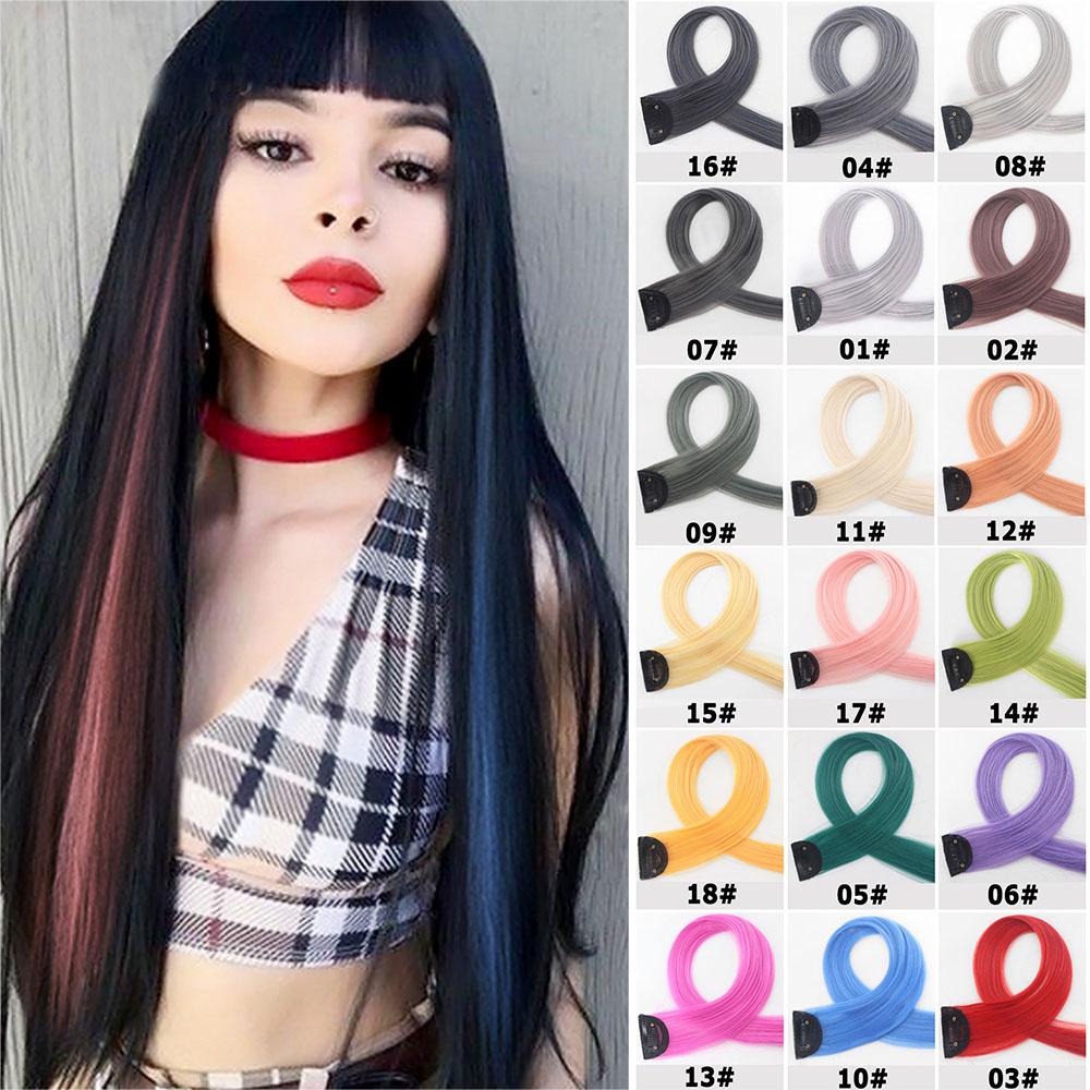 Tóc Giả Thẳng Dài 24inch Bằng Sợi Tổng Hợp Màu Cầu Vồng