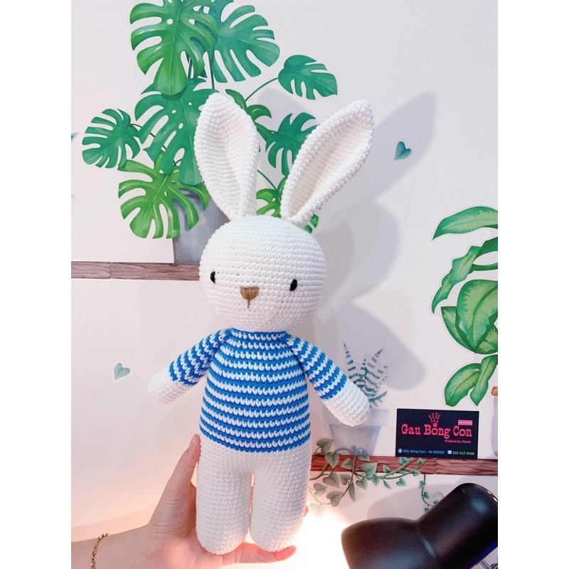 Thỏ ôm tai dài - thỏ len handmade - quà tặng cho bé