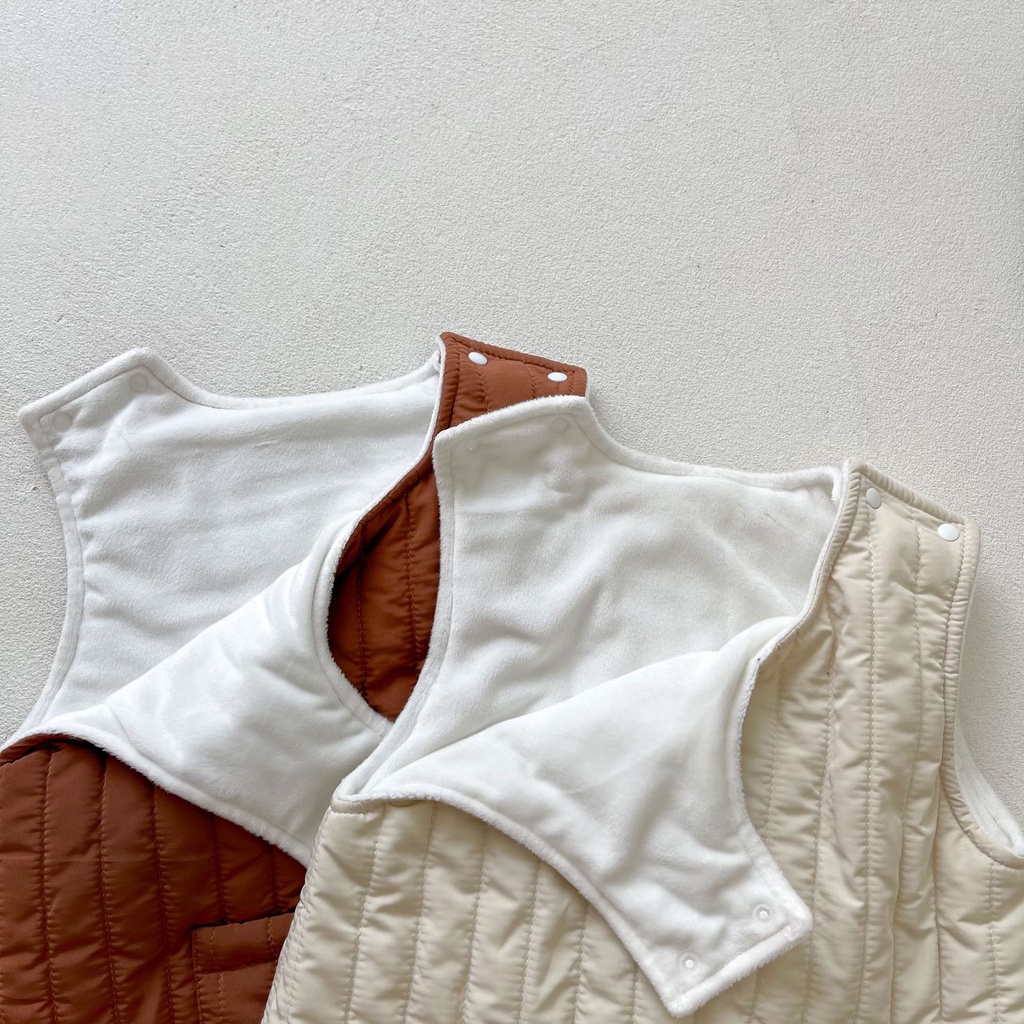 Áo liền quần một mảnh màu trơn chất liệu dày dặn giữ ấm mùa đông cho bé