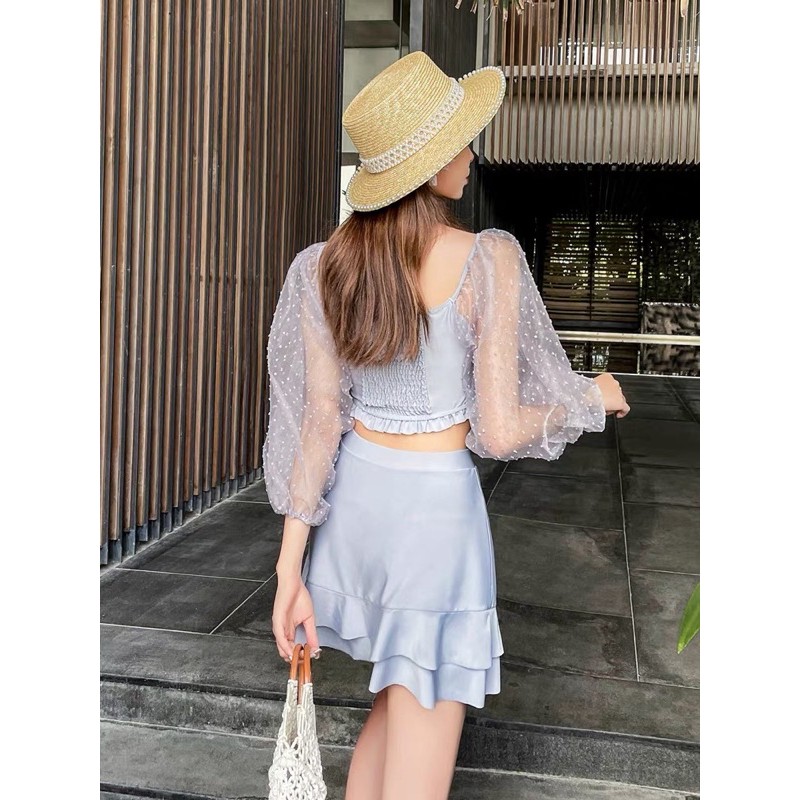 [Có sẵn] Đồ bơi bikini đầm bơi váy bơi phối lưới bi tay dài ~ ORRIN Closet | BigBuy360 - bigbuy360.vn