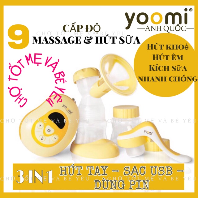 [TẶNG TRÀ LỢI SỮA] MÁY HÚT SỮA ĐIỆN ĐƠN 3IN1 YOOMI ANH QUỐC