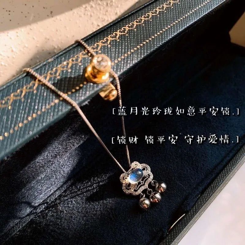 Moonstone Hòa Bình Khóa Vòng Cổ Ánh Sáng Sang Trọng Thích Hợp Thiết Kế Chuỗi Xương ĐòninsGió Lạnh Đơn Giản Thời Trang Phụ Kiện Nữ