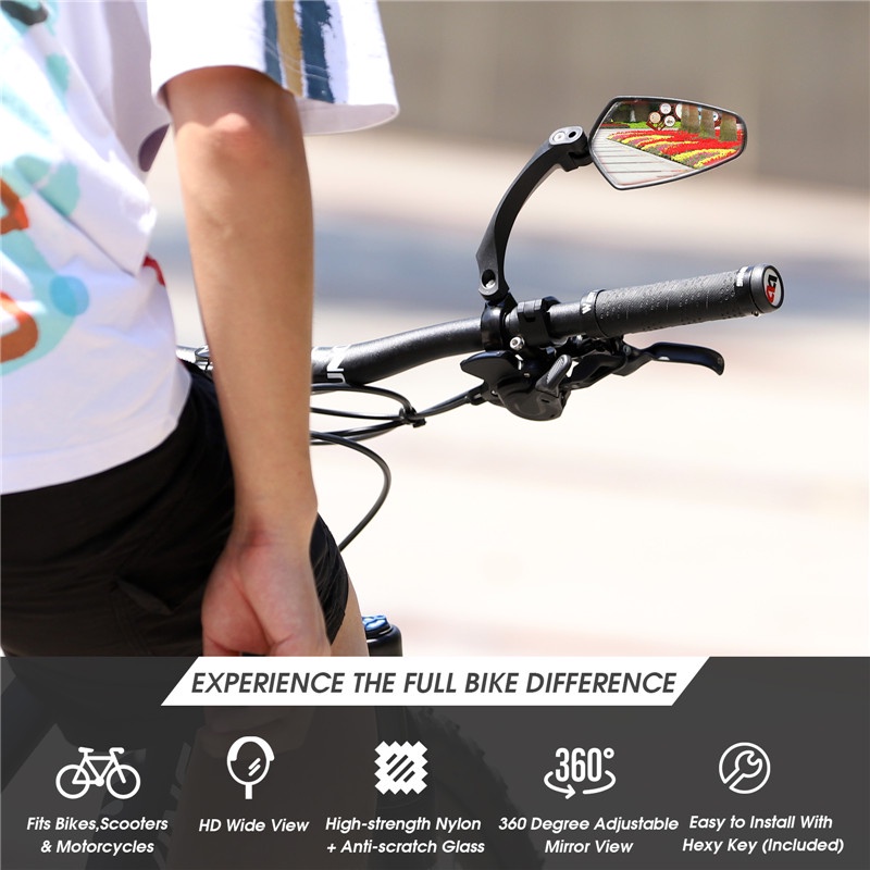 Gương chiếu hậu WEST BIKING góc rộng HD gắn tay lái xe đạp/ xe đạp điện/ xe tay ga