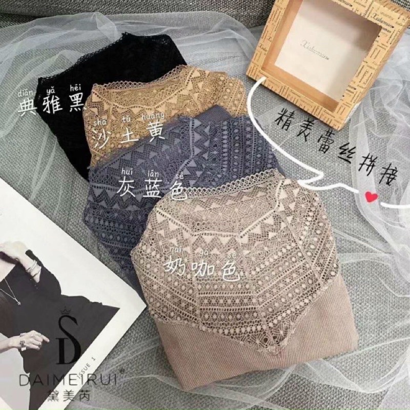 Full hộp Áo giữ nhiệt nữ phối ren thời trang 5913, áo giữ nhiệt nữ dày dặn thun tăm Bống Chic