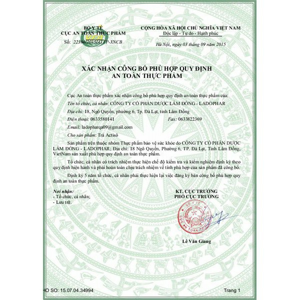 Trà túi lọc actiso mới- thiết kế túi zip nhôm, bảo quản tốt- Ladophar.