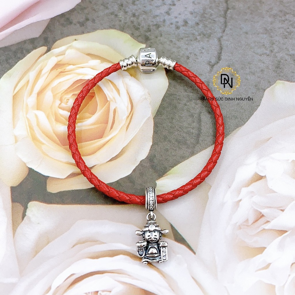 [Hàng cao cấp] Vòng tay bạc charm s925 🥰 Freeship 🥰 Vòng tay da chốt trụ bạc S925 ALE, mix charm tài lộc, may mắn 2021