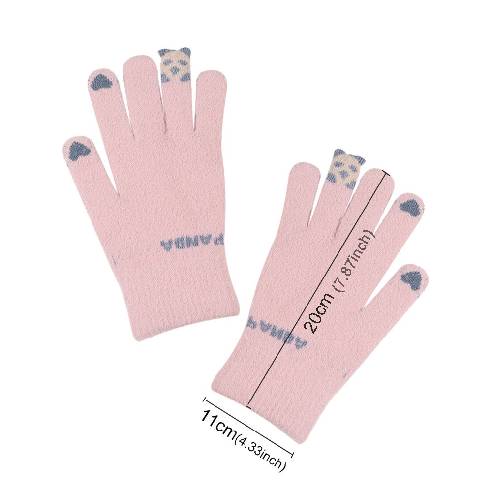 Okdeals Găng Tay Dệt Kim Dày Dặn Ấm Áp Hình Mèo Hoạt Hình Có Thể Chạm Màn Hình Cảm Ứng Mùa Đông Cho Nữ Ngoài Trời