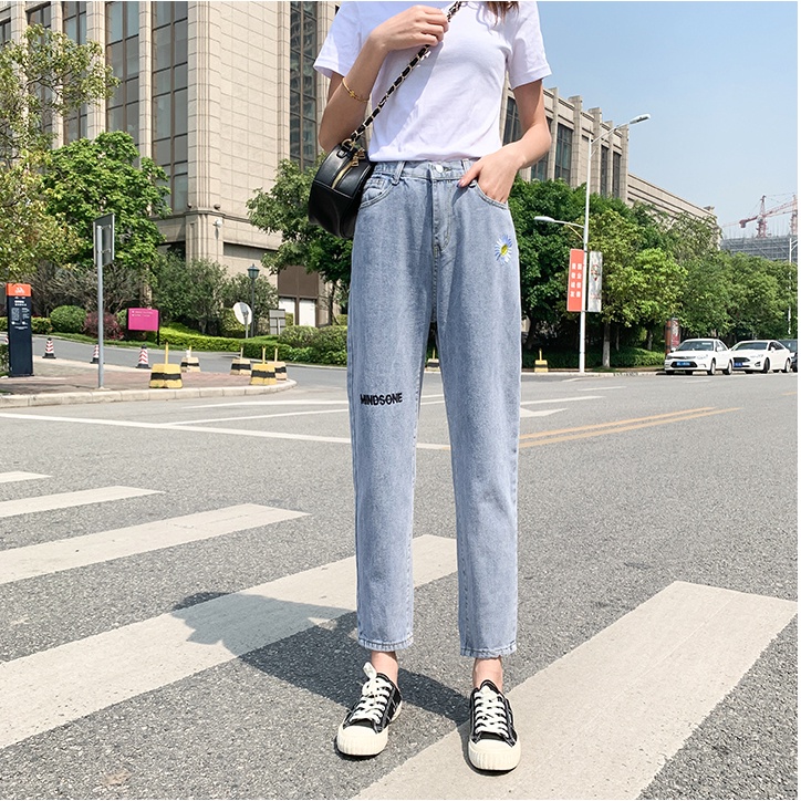 Quần Jeans Nữ Lưng Cao Ống Rộng Thời Trang Hàn Quốc
