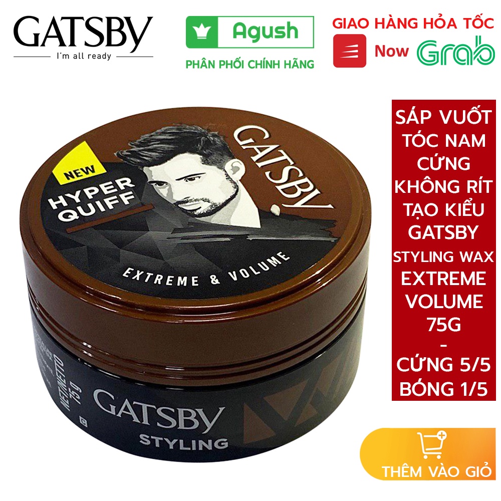 Sáp vuốt tóc nam chính hãng thơm cứng giữ nếp lâu Gatsby Styling Wax Hyper Quiff lọ 75G không bóng bết gốc nước giá rẻ