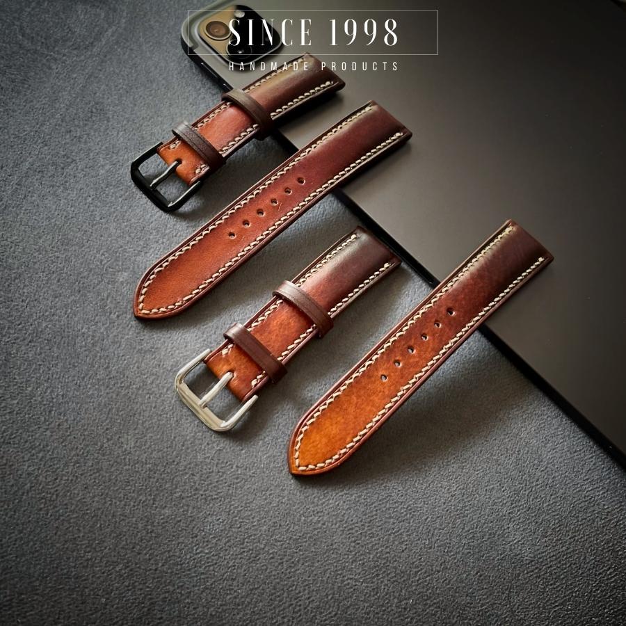 Dây Đồng Hồ Da Bò Nam 19mm 20mm 21mm 22mm 24mm, Da Thật, Handmade, Chống Nước, Chính Hãng, Màu Chuyển Sắc, BH 12 Tháng