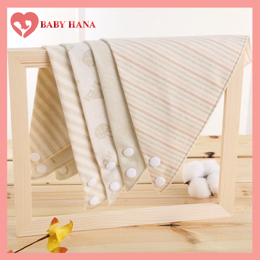 Khăn Yếm Tam Giác Cotton Hữu Cơ 2 Cúc Bấm Cao Cấp Siêu Mềm Cho Bé