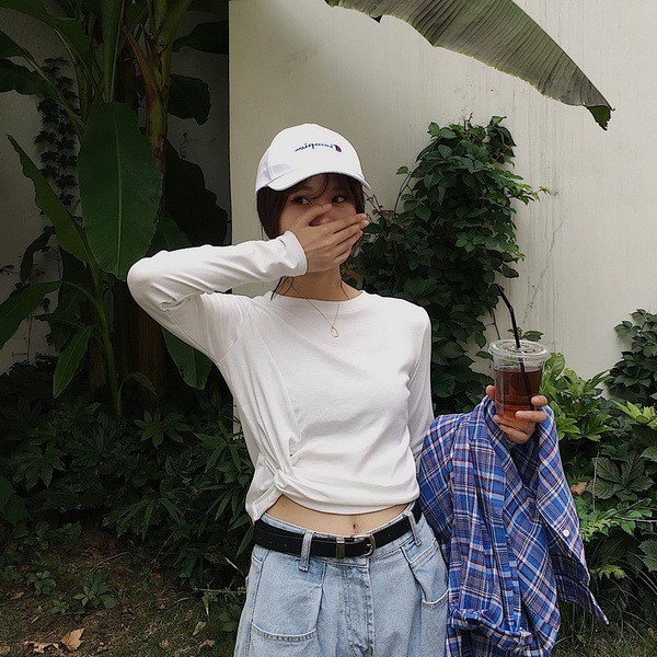 Áo Thun Lửng Tay Dài Ôm Dáng Thời Trang Cho Nữ