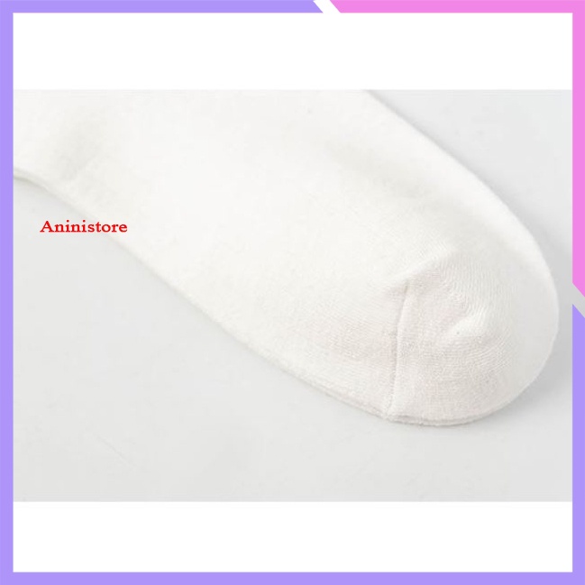 Tất cổ cao, vớ cổ cao nữ trắng họa tiết trái cây ở cổ vải cotton co giãn thời trang Hàn Quốc (TP 024 – Aninistore)