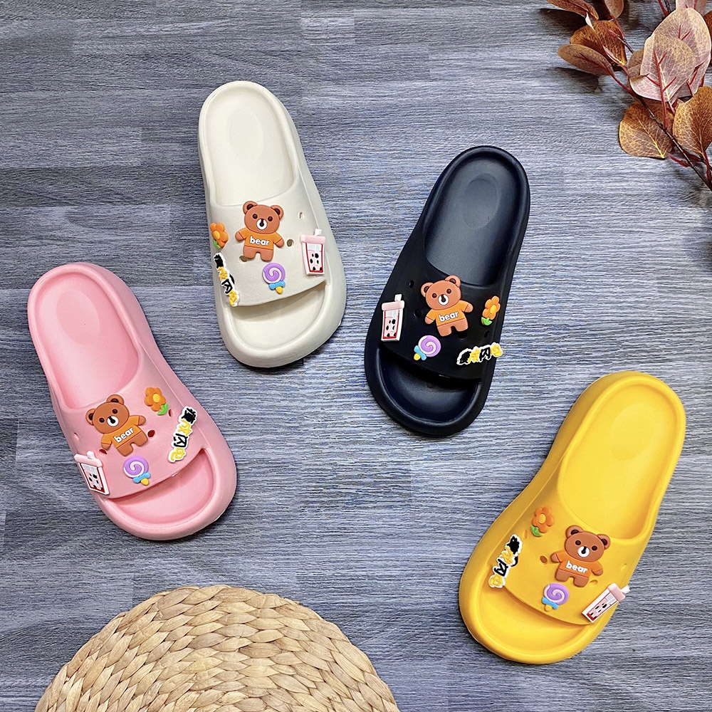 Dép bánh mì màu sắc mùa hè icon gấu đáng iu xinh xắn - TT432
