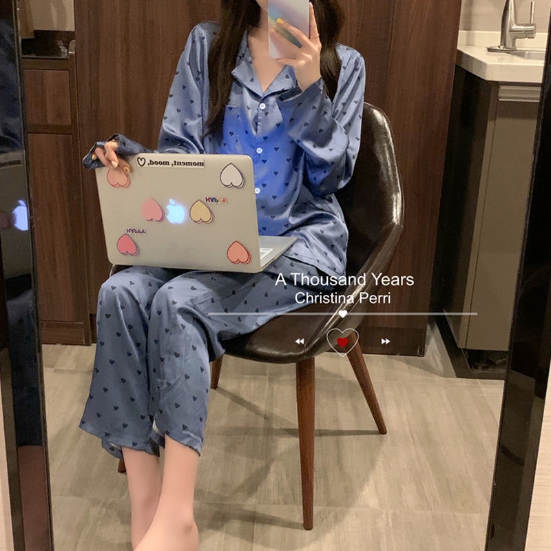 Bộ Đồ Ngủ Tay Dài Thoải Mái Thời Trang Xuân Thu Cho Nữ
