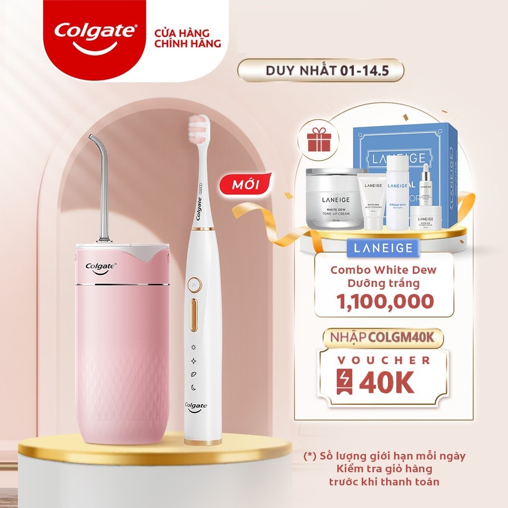 Combo Bàn chải điện Colgate &amp; Máy tăm nước làm sạch răng hoàn hảo