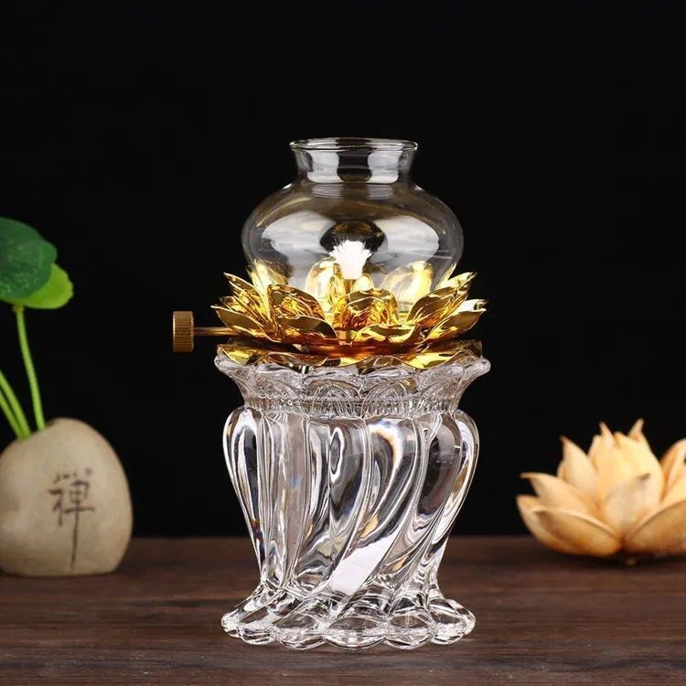Đèn dầu cát tường lưu ly thủy tinh đèn dầu không khói