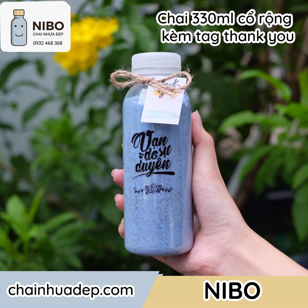 Chai nhựa cổ rộng tròn 330ml đựng chè dưỡng nhan, tuyết yến, trà sữa, nước ép. Chai nhựa NIBO