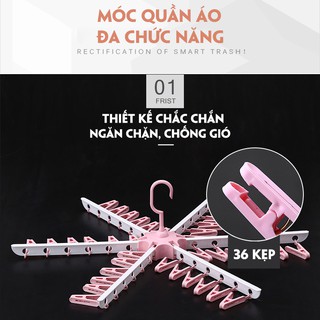 Móc chùm tròn 36 kẹp phơi đồ, treo quần áo cho bé và cả gia đình