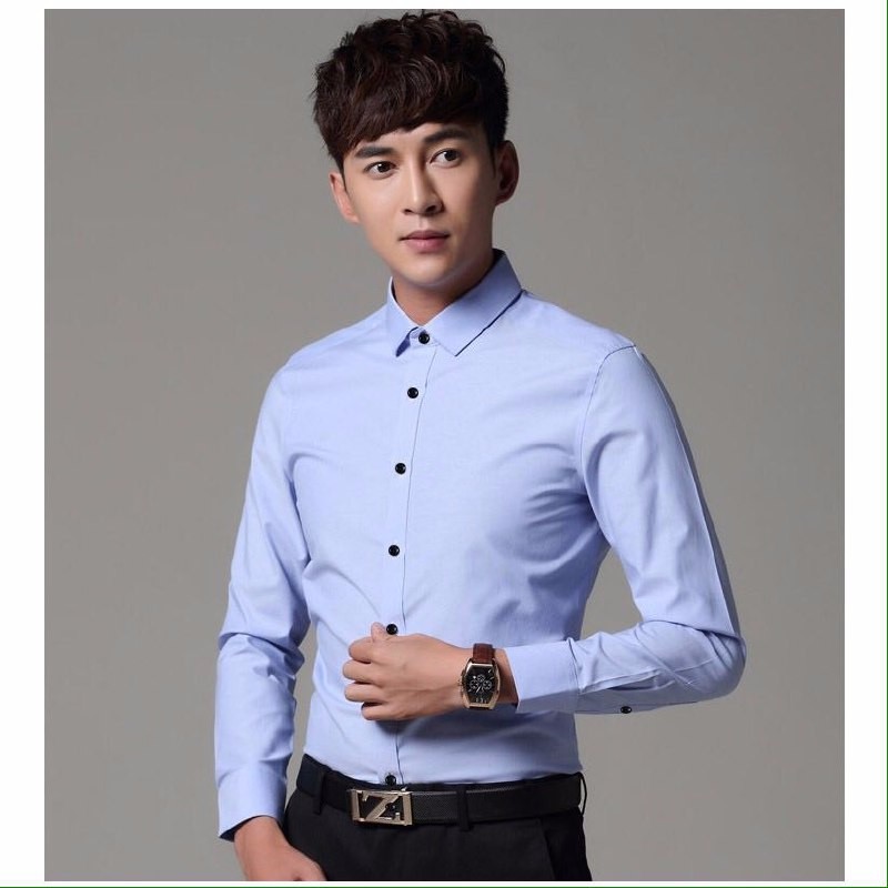 Áo sơ mi trắng dài tay body, áo sơ mi tay dài form slimfit | BigBuy360 - bigbuy360.vn