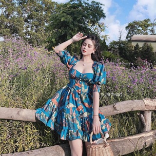 váy xanh thiêt kế SC đính ngọc