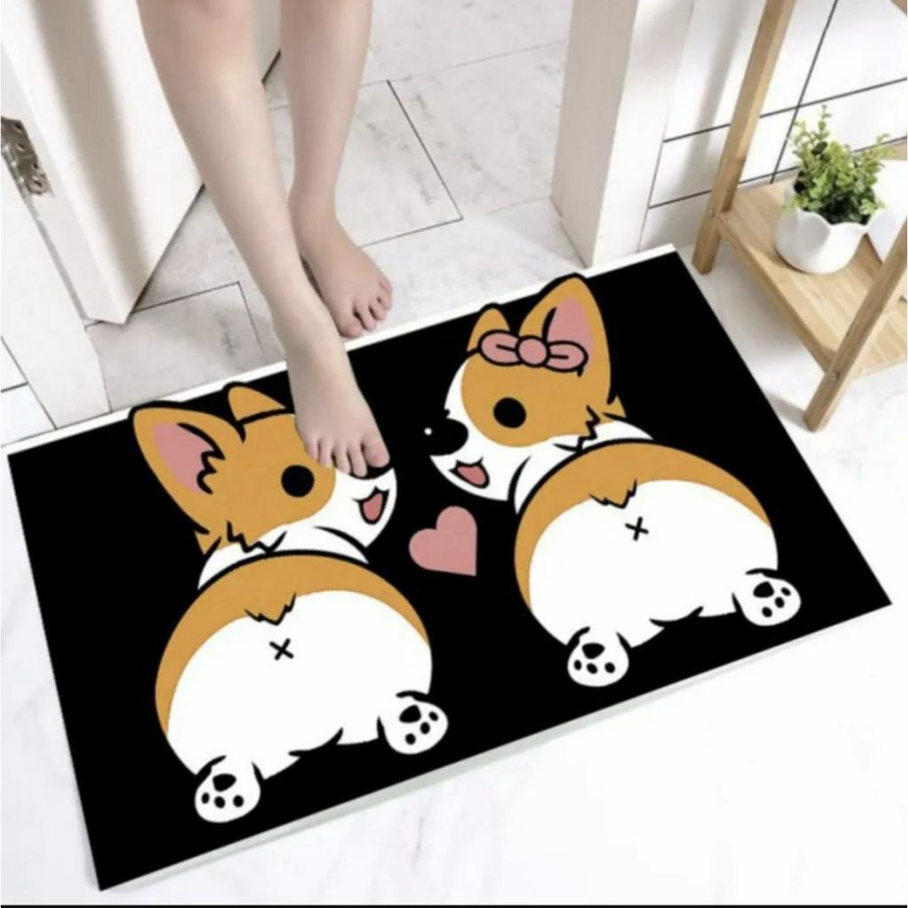 Thảm chùi chân hình thú Thảm Lau Chân Hình Thú Ngộ Nghĩnh in 3d Chống Trơn Trượt 40x60cm