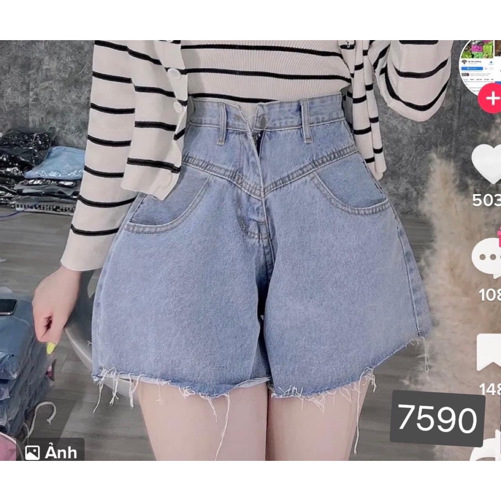 [VIDEO+FREESHIP ] QUẦN SHORT ĐÙI JEANS NỮ LƯNG CAO LAI TUA XÒE MÀU XANH NHẠT TRẮNG XÁM ĐENCÁ TÍNH HADI MẠNH MẼ