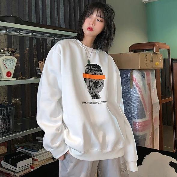 HIIXIIVI Áo Sweater Tay Dài Cổ Tròn Oversize In Họa Tiết Thời Trang Hàn Quốc Cho Nam Nữ