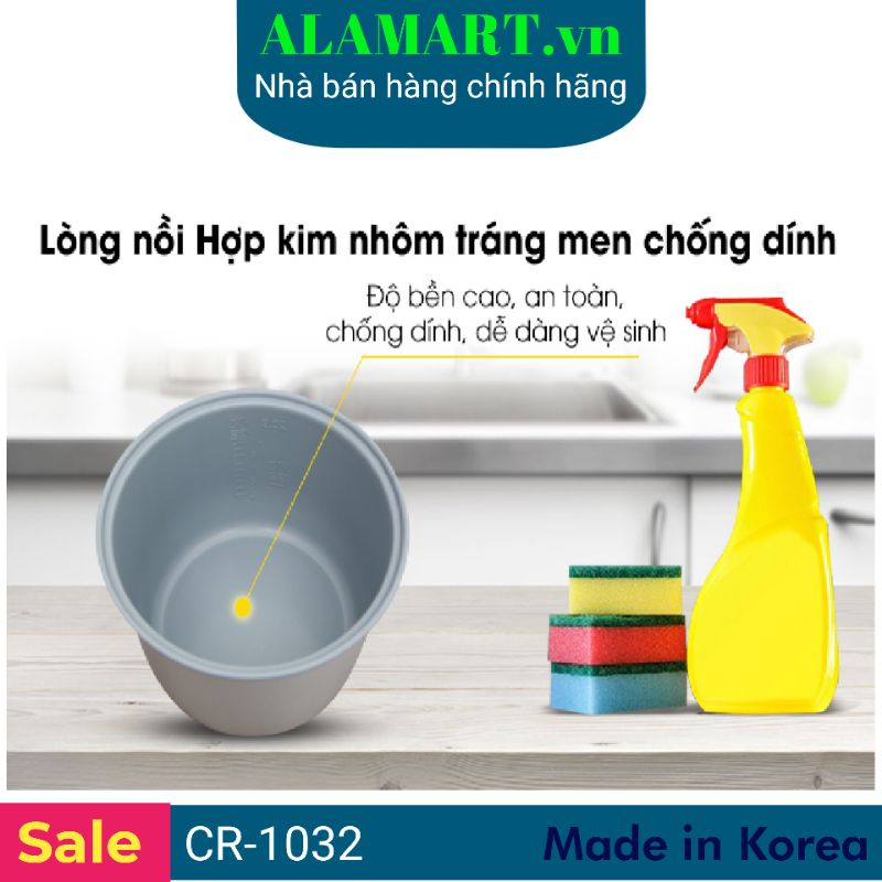 NỒI CƠM ĐIỆN 2L CUCKOO CR-1032 nhập khẩu Hàn Quốc dùng gia đình 4 - 10 người ăn nấu 1,2 kg gạo