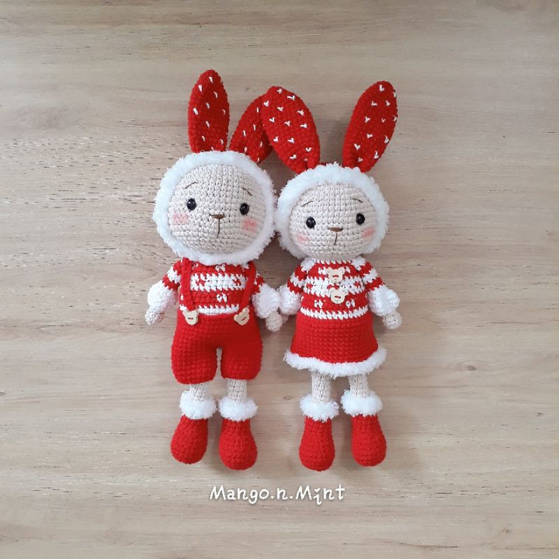 Thỏ khúc cây Noel thú len Handmade