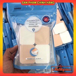 Bông mút tán nền Miniso Powder Puff hình vuông 16 miếng siêu mịn dùng cực thích