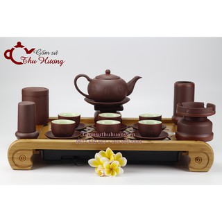 Ấm chén Bát Tràng_Bộ trà gốm tử sa Tống chỉ đỏ & phụ kiện