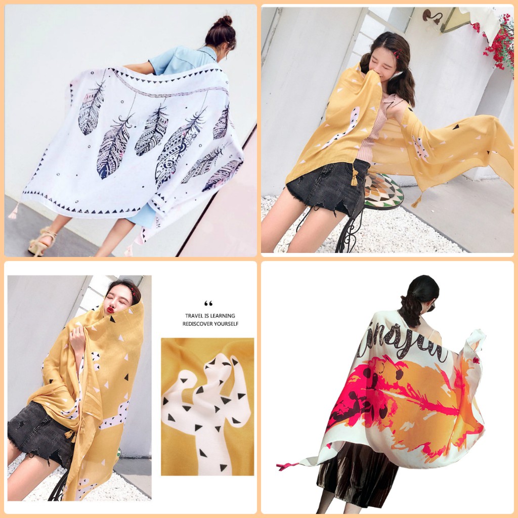 Khăn choàng boho mẫu lông công siêu xinh
