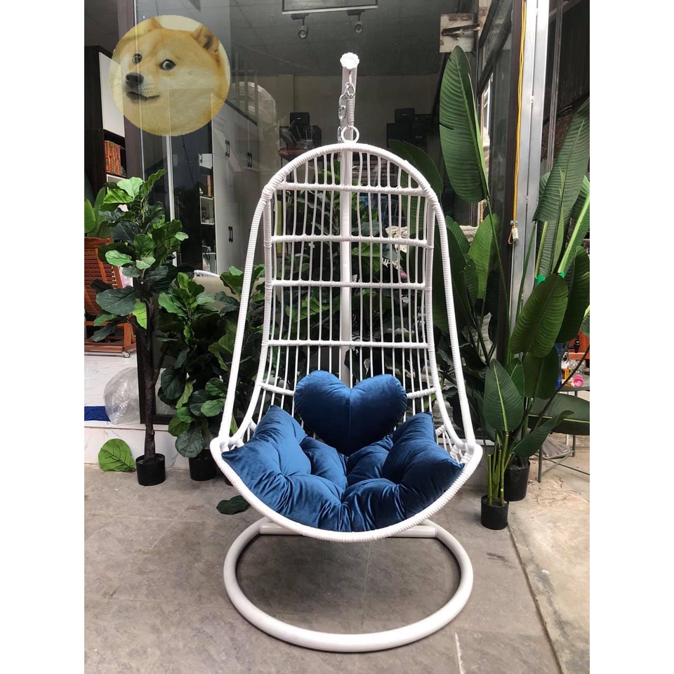 Xích đu đan, ghế lười, nôi treo thư giãn đọc sách sân vườn mây nhựa, dáng lưng tôm