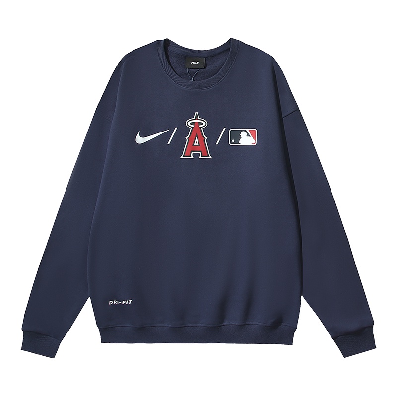 Mlb Áo Nỉ Dài Tay In Biểu Tượng MLB Co branded N & K Thời Trang Đường Phố