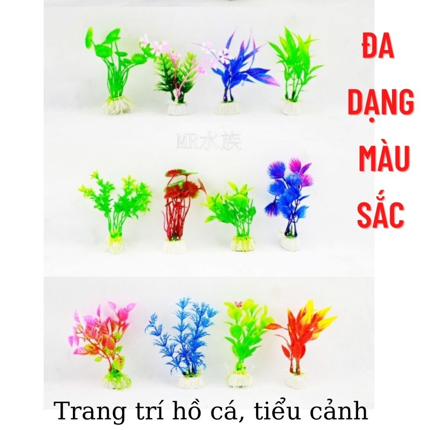 Cây giả trang trí hồ cá , cây nhựa trang trí bể cá, tiểu ảnh hồ cá