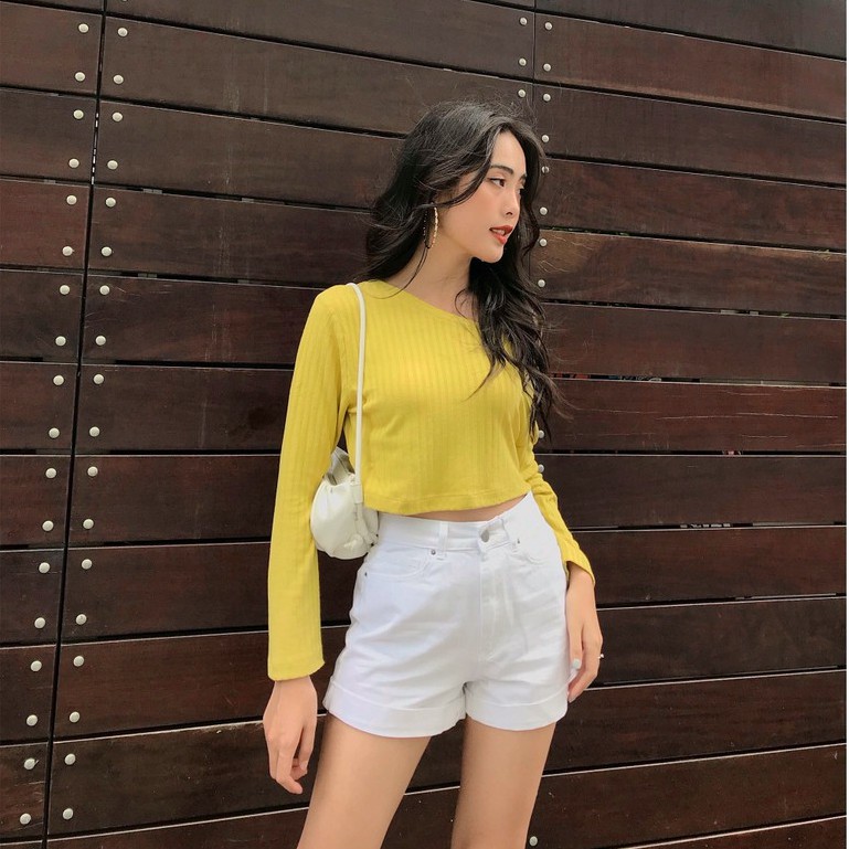 Áo thun lệch vai (Tím / Xanh cốm) - GM26