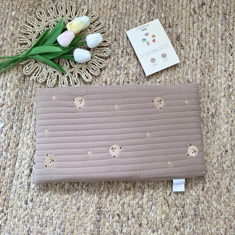 Gối cao su non cao cấp monona trần bông thêu hình size 25*45cm cute cho bé yêu