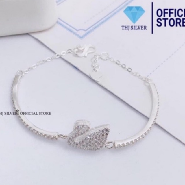 Lắc tay nưc thiên nga đính đã chuẩn bạc ta , sáng đẹp (ảnh thật)