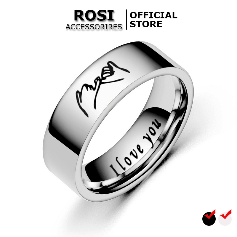 Nhẫn nam họa tiết tay trong tay, nhẫn đôi thời trang khắc I Love You cực đẹp