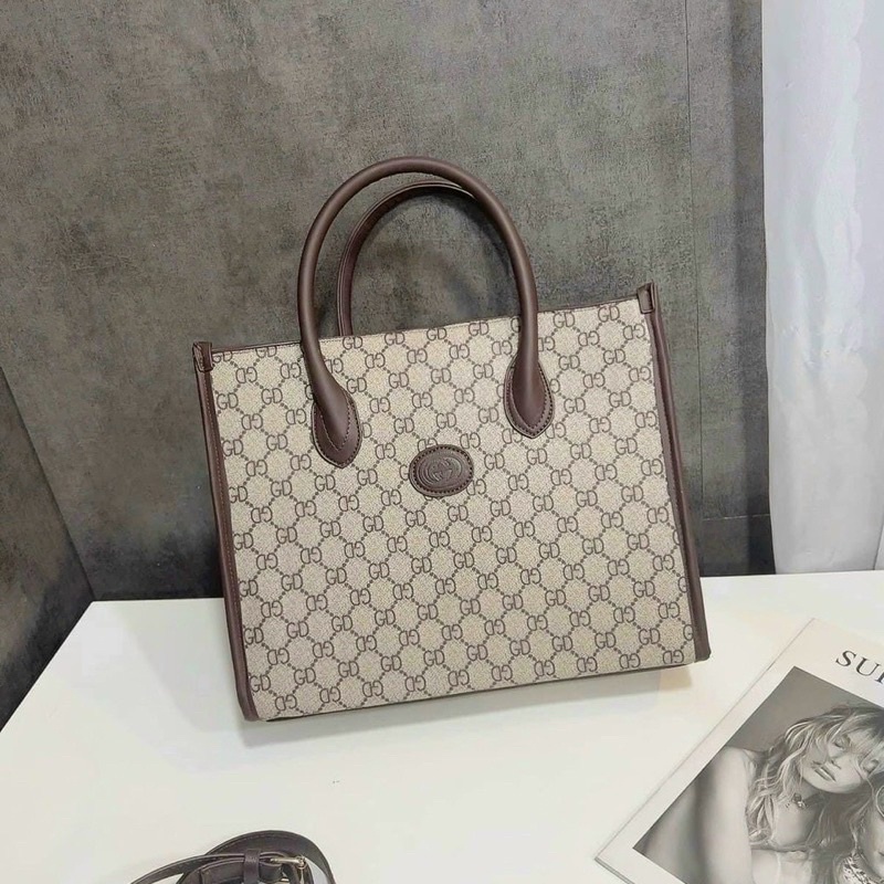 Túi công sở nữ bản to đựng vừa A4, Túi quai xách kèm dây đeo chéo hoạ tiết chữ đi học đi làm siêu sang chảnh