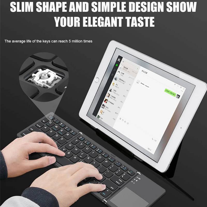 Dllencase Bàn phím bluetooth không dây mini có thể gập lại cho Windows Android IOS Tablet For iPad PC A059